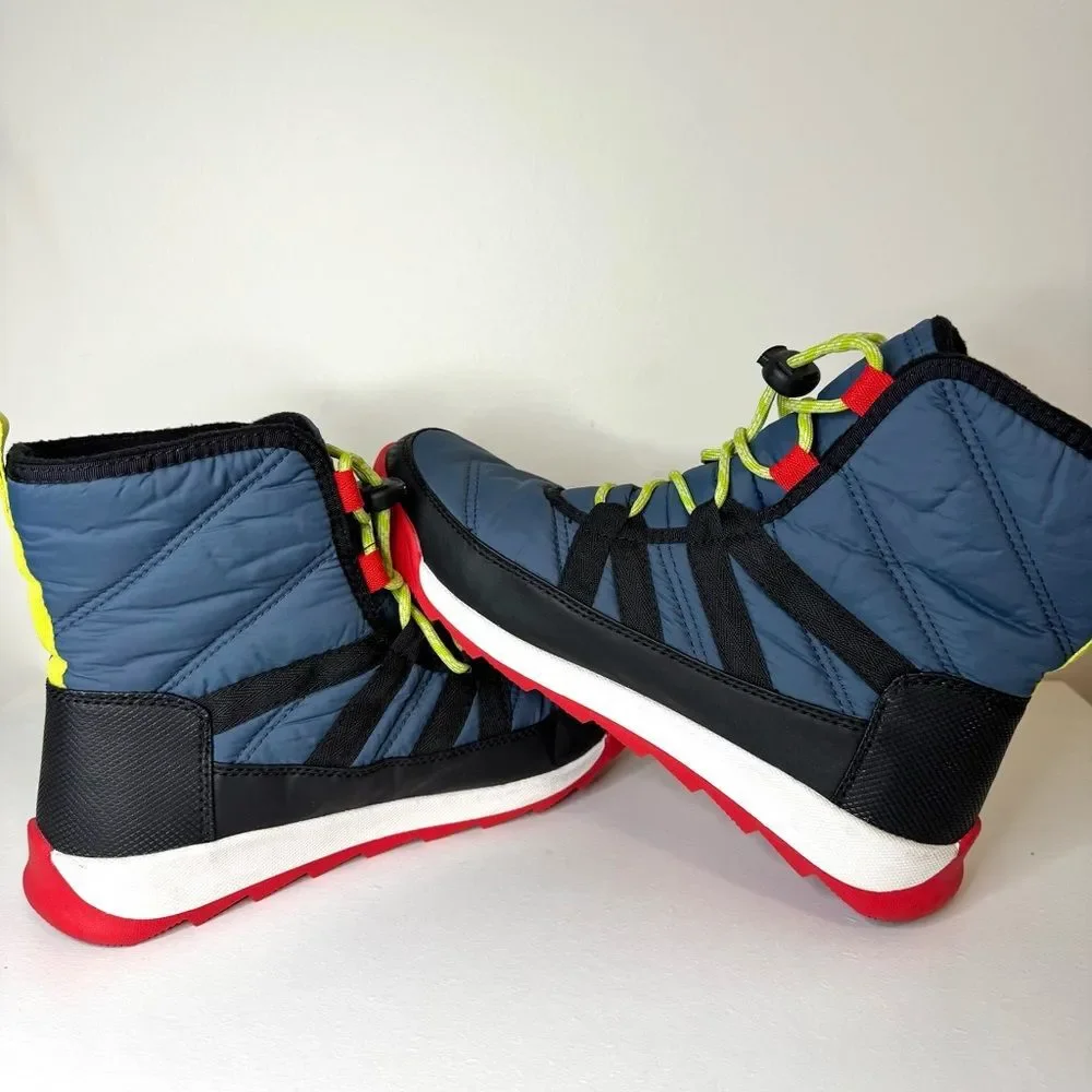 Sorel Whitney II Kids/Boys Snow Boots - Blue and Red | Size 7